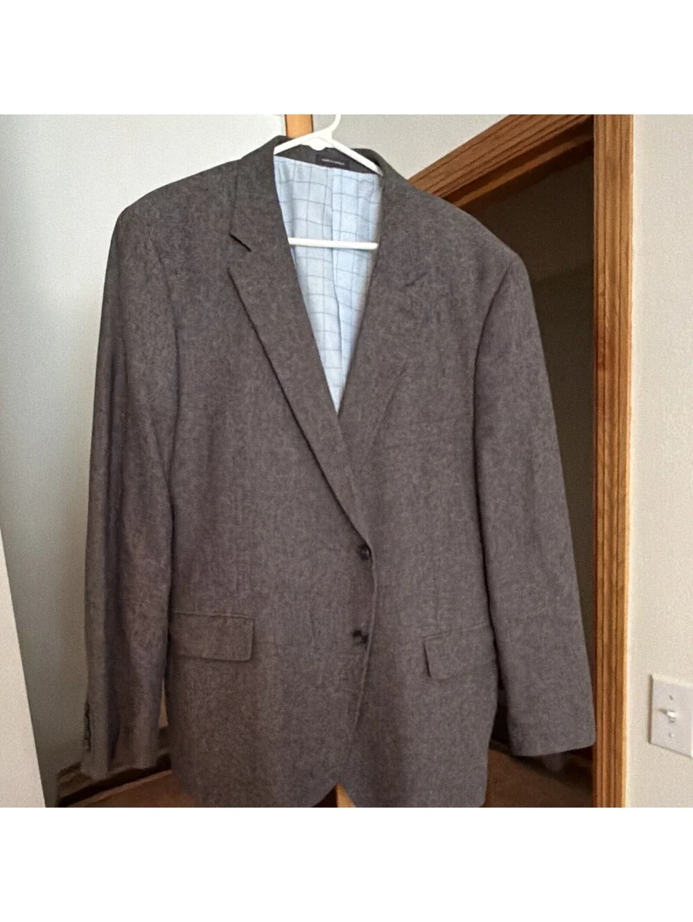 Stafford Men’s Classic Fit Gray Tweed Sport Coat Jacket 48R Linen Cotton